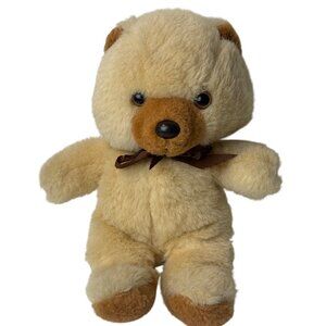 Vintage MTY Taiwan Teddy Bear 10" Beige Brown Stuffed Plush Toy Soft Clippings
